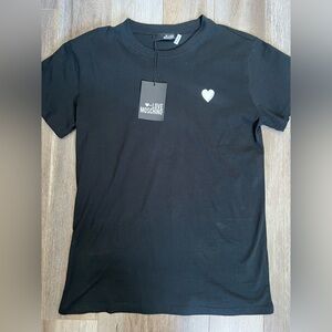 Moschino Black Tee with Heart Detail
